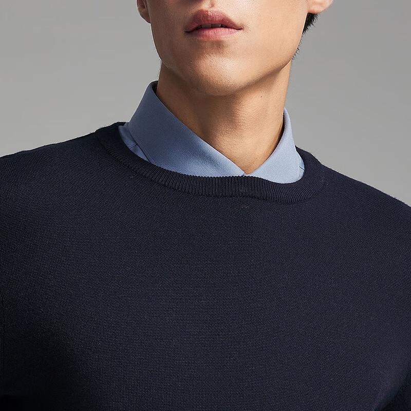 YOUNGOR Men's Machine Washable 100% Merino Wool Round Neck Pullover Sweater