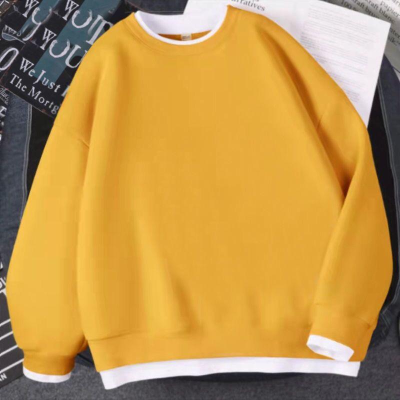 Podzimní dámské nové sešívané pulovry s O-výstřihem, módní jednobarevné volné minimalistické všestranné ležérní mikiny s dlouhým rukávem