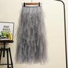 Irregular Mesh Women's Skirt Autumn/Winter 2025: Multi-Layer Cake Puffy Long Skirt, Super Fairy Temperament Dress