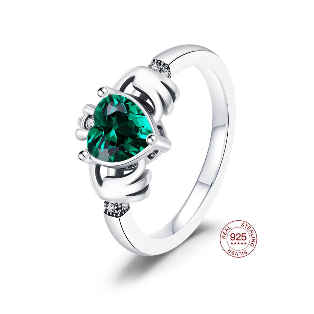 

New 925 Silver Ring Original Rainbow Gem Heart Emerald Guardian Ring for Women Luxury Zircon Simple Finger Ring Jewelry Gifts 8