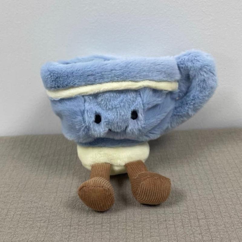 Théière amusante, tasse à café, peluche créative et mignonne, cadeau d'anniversaire apaisant, poupée, décoration pour fête de famille, porte-clés à partager