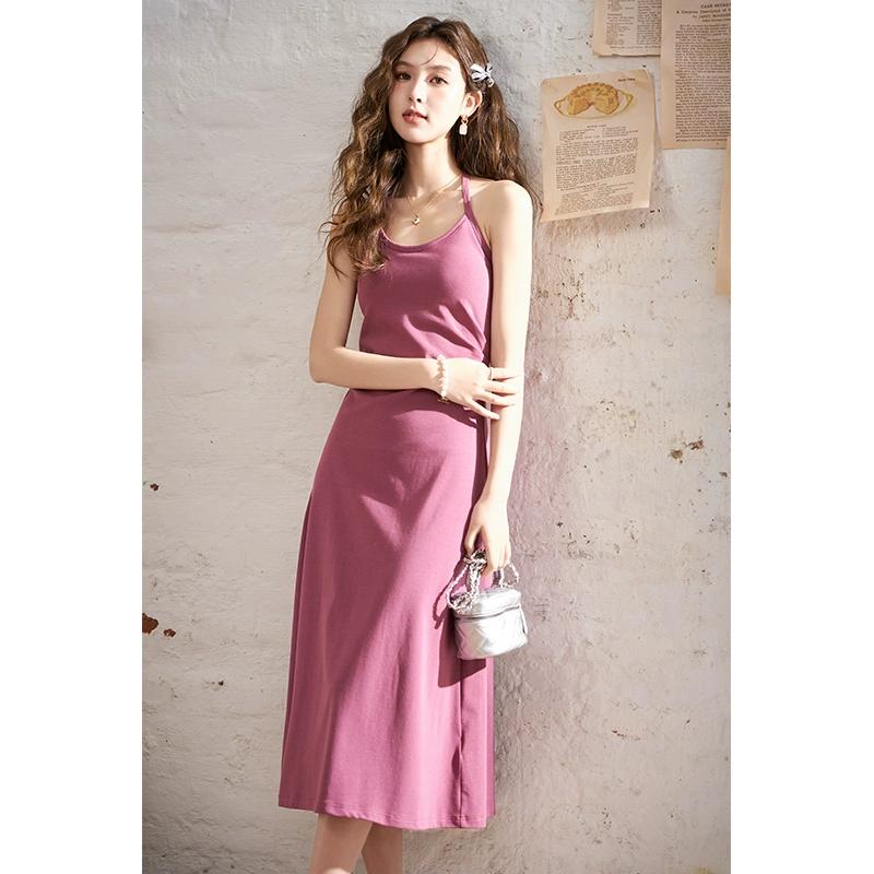 

Mishow платья-комбинации для женщин, новинка лета 2024, однотонное стильное тонкое повседневное платье без рукавов с круглым вырезом MXD13L1650 S