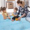 10pcs Plush Foam Floor Mat Prevent Slip Cuttable Thickened Interlocking Carpet Tiles For Bedroom Light Blue