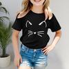 New Cat Face Print Children T-Shirt Short Sleeve Round Neck Loose Kids T-Shirt Ladies T-Shirts Children Casual T-Shirt Clothing