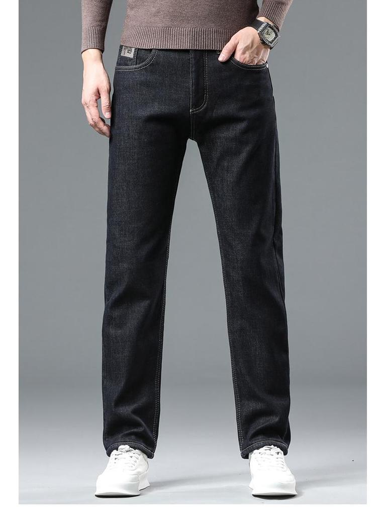 Xintang Herren Lammleder Samtgefütterte Jeans - Lockere Passform, Dick, Warm, Lässige Herbst/Winter Hose