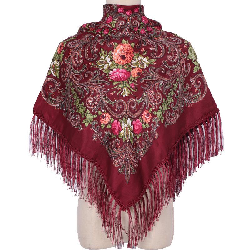 110*110Cm Ethnic Floral Headscarf For Elegant Women Shawl Babushka Bandana Handkerchief Female Head Wraps Print Square Scarves