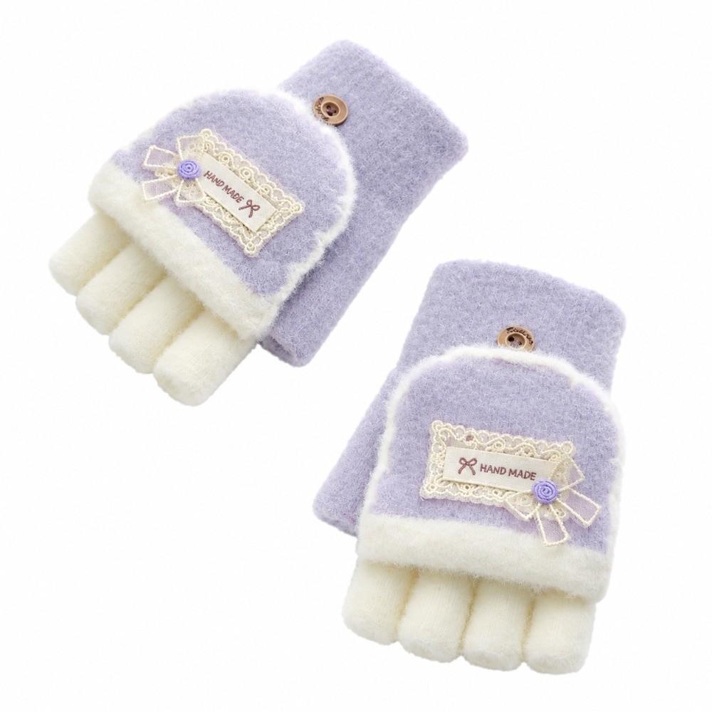 Soft Warm Kids Gloves Plush Writing Gloves Gifts Half Finger Mitten  for Girls Boys