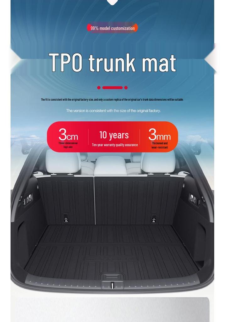 Ideal i6 Waterproof TPE Rear Trunk Mat - Interior Car Accessory