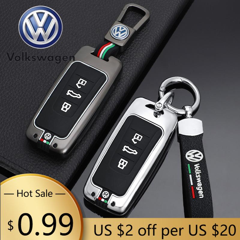 For VOLKSWAGEN VW Zinc Alloy+Silicone Car Key Bag Smart Remote Keychain For Volkswagen VW Touareg 2018 2019 2020 2021 2022 Keyri