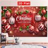 2D Merry Christmas Happy New Year Backdrop Red Ball Ornament Photo Booth Banner