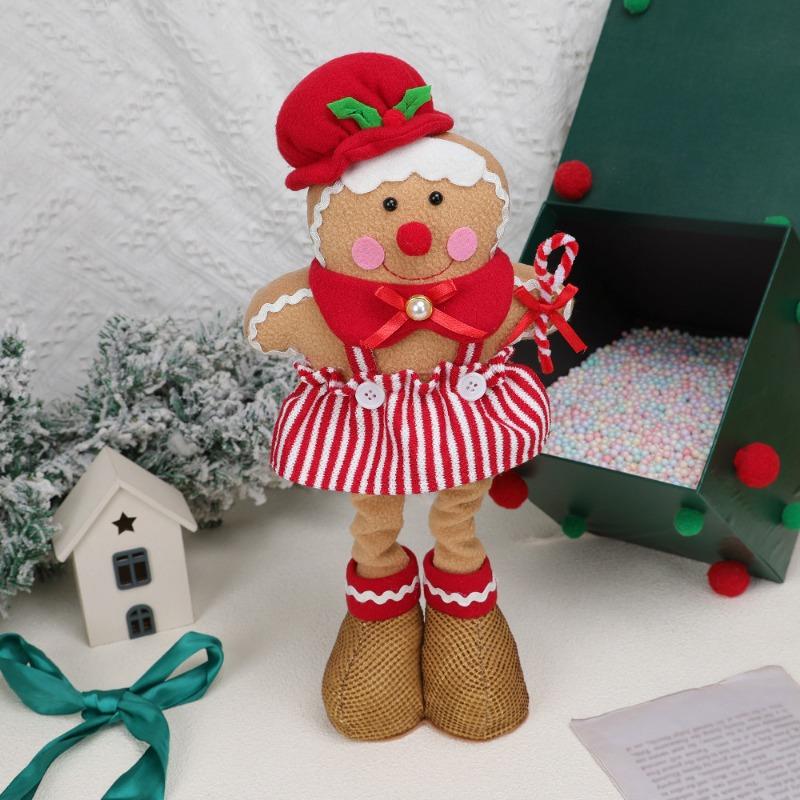 Christmas Telescopic New Products, Gingerbread Man Fabric Doll, Creative Cartoon Shape, Home Window Ornament