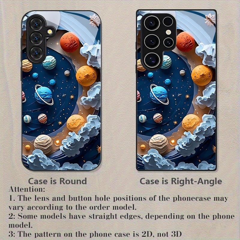 Children's Universe Planet Pattern Glass Phone Case Suitable for Samsung Galaxy S26 S25 S24 S22 S21 S20 FE/Ultra/Plus Hard Case