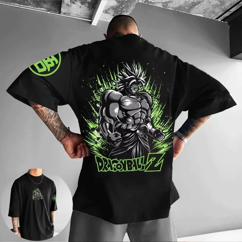 2026 Estate Serie Dragon Ball Retrò Puro Cotone T-shirt Uomo Wukong Stampata Oversize Completo Genitore-Figlio Camicia Casual Unisex