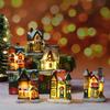 Resin Lighted Christmas House Ornament – Micro Retro Landscape Decoration