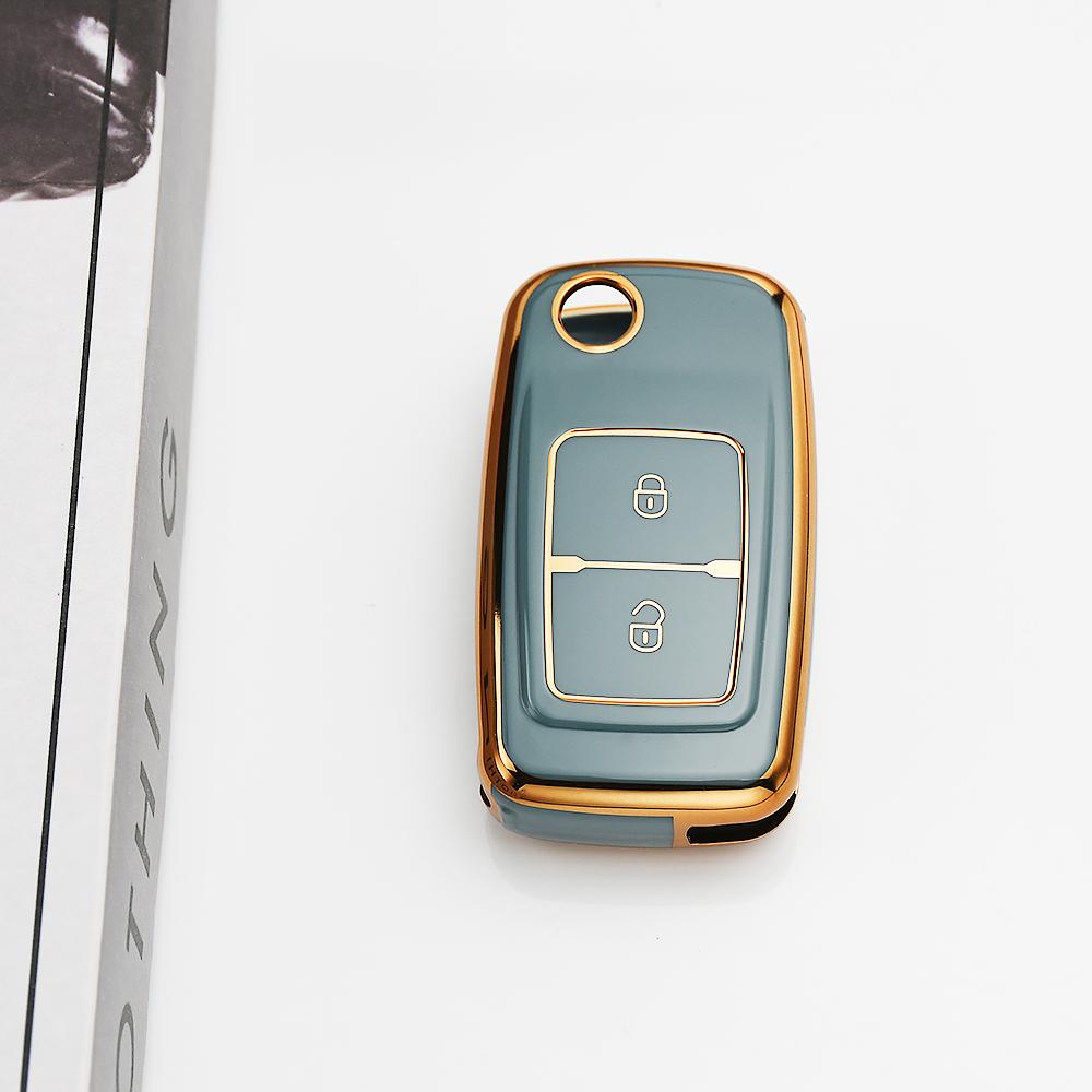 Gold Edge Soft Tpu Car Key Case Cover Keyless Fob Shell Holder Protector For Chery Tiggo Tengo Fulwin 2 Cowin A3 A5 A13 M11 E5