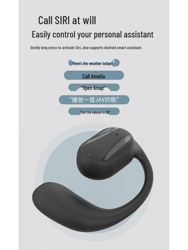 In-Ear Bone Conduction Wireless Bluetooth Headphones: Sweatproof, Ultra-Long Battery, for Running & Sports, Compatible with Apple & Android.