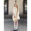 French sweet first love sleeveless neck dress casual summer new bow tie small skirt