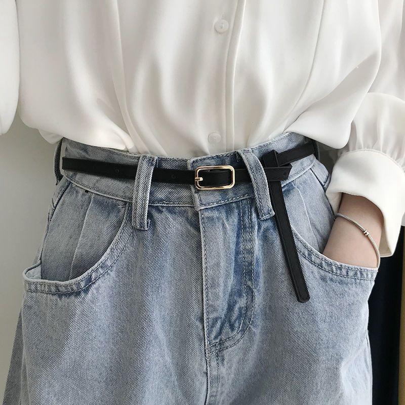 Elegant Womens Versatile Pu Belt Featuring Smooth Buckle Design For Chic Dress Pairings