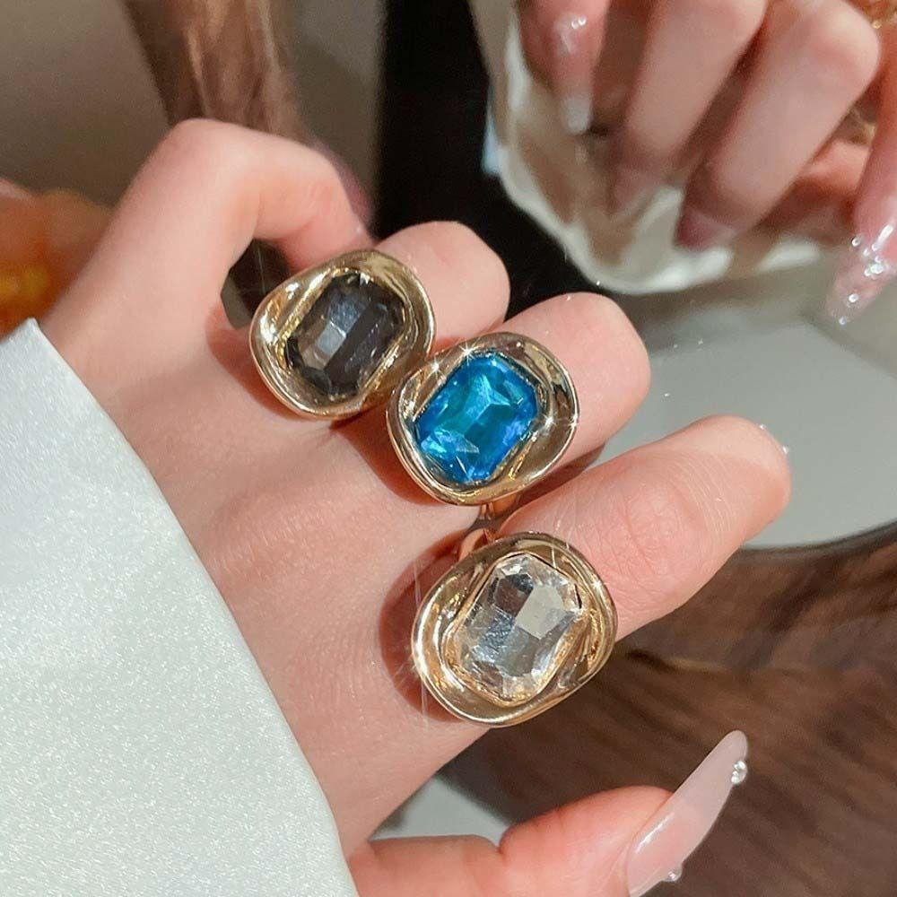 3PCS Exaggerated Geometric Ring Candy Color Big Dome Plain Ring Zinc Zinc Alloy Rings Set Party
