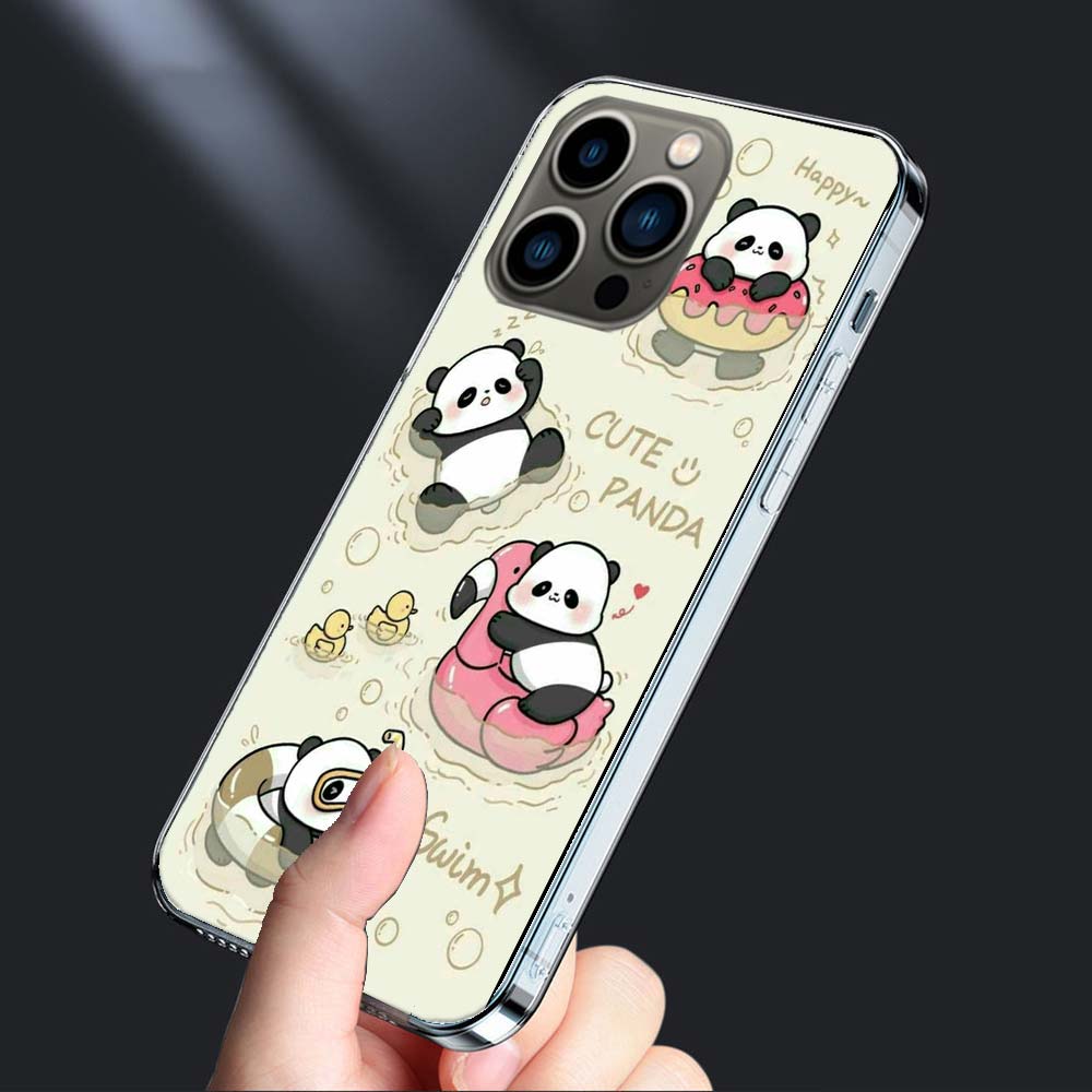 Very Cute Little Panda Phone Case For Iphone 16E 15 Pro 14 Plus 17E 16 17 Pro Max Air 11 12 13 Mini Shockproof Capa Cute Cove