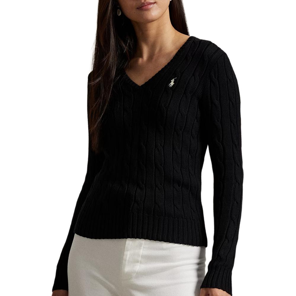 Polo Ralph Lauren Cable Knit Cotton V-Neck Sweater Women sweaters 211971870-002