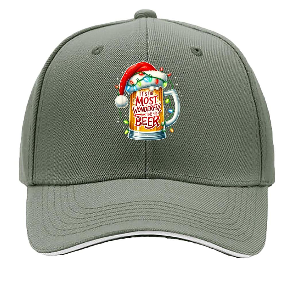 Its The Most Wonderful Time For A Beer Santa Christmas Sandwich Baseball Cap Sun Cap Outdoor Workouts Hat