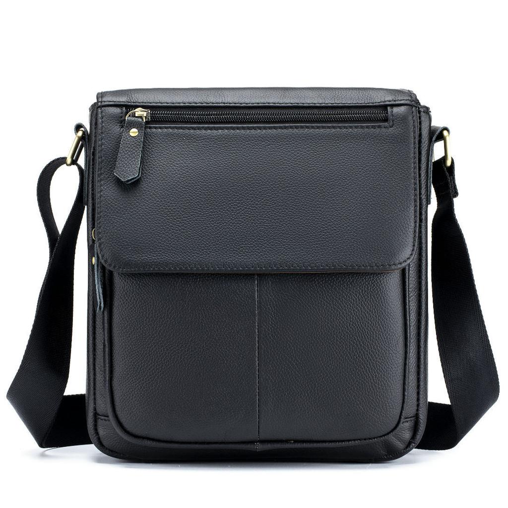 2026 Top Grain Leather Vintage Flap Over Crossbody Bag, Men Genuine Leather Daily Commute Single Shoulder Bag