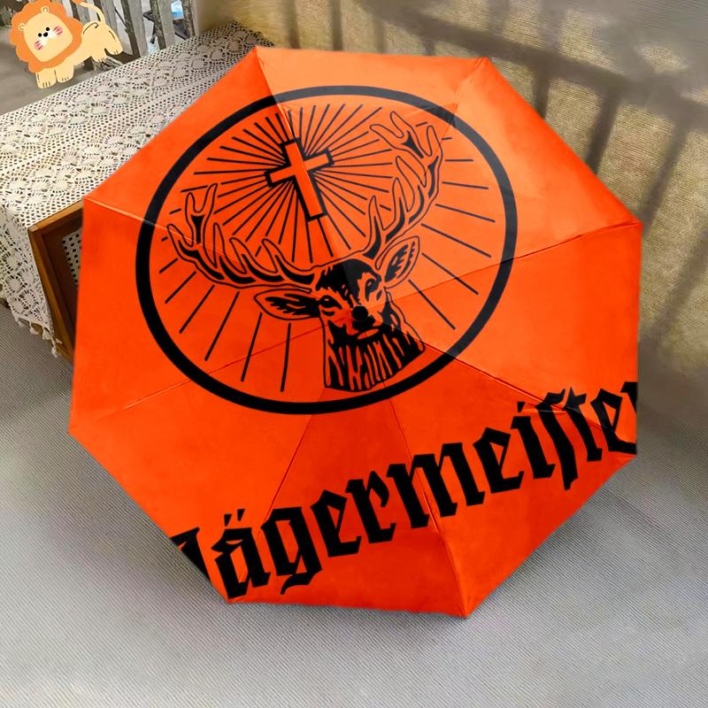 Jägermeister Splash: Kräftig Lebhaft Faltbarer Regenschirm Langlebig Geeignet für alle Jahreszeiten Dreifach faltbar Reise Sonnenschirm