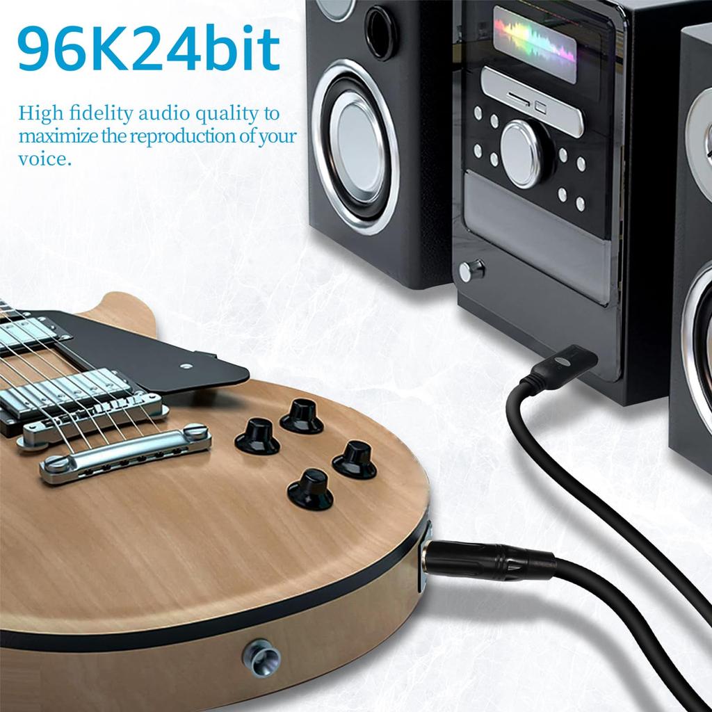DSD TECH SH-AU20B USB - 6.35mm TS Audio Adapter, supports 96kHz 24-bit sampling rate.