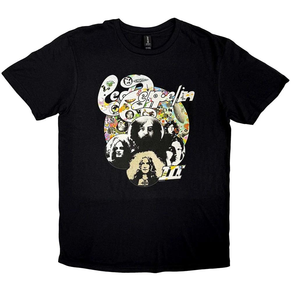 Led Zeppelin 100% Cotton T-shirt Mens Tees Top Photo III Band Logo new Official Mens Black XL