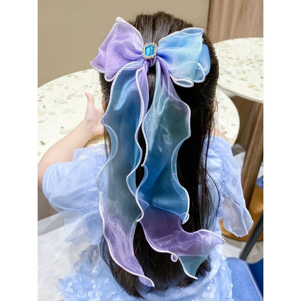 Headwear, Children's Ponytail, Ice and Snow Bow, Ribbon, Princess Mesh Hair Clip, Elsa Princess Braided Hair Accessory