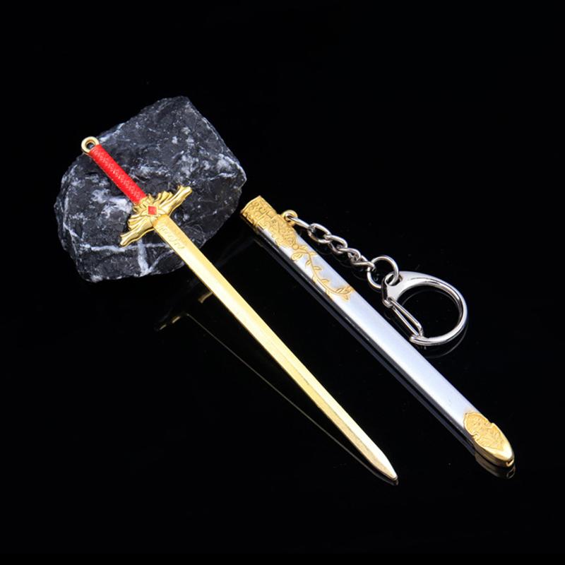 1Pcs Unopened Blade Pendant Keyring Zinc Alloy Metal  Of Famous Ancient Sword Keychain Charms Children'S Gifts