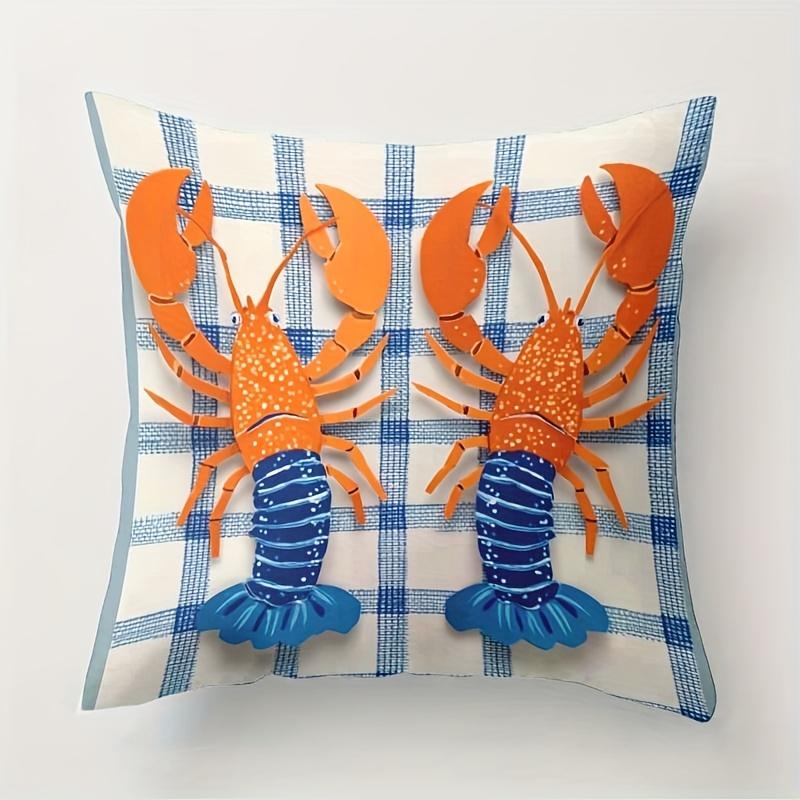 pc Seafood Lobster Crab Print Throw Pillow Cover D DoubleSided Polyester Cushion Case Nautical Beach House Decor Pillow Gi
