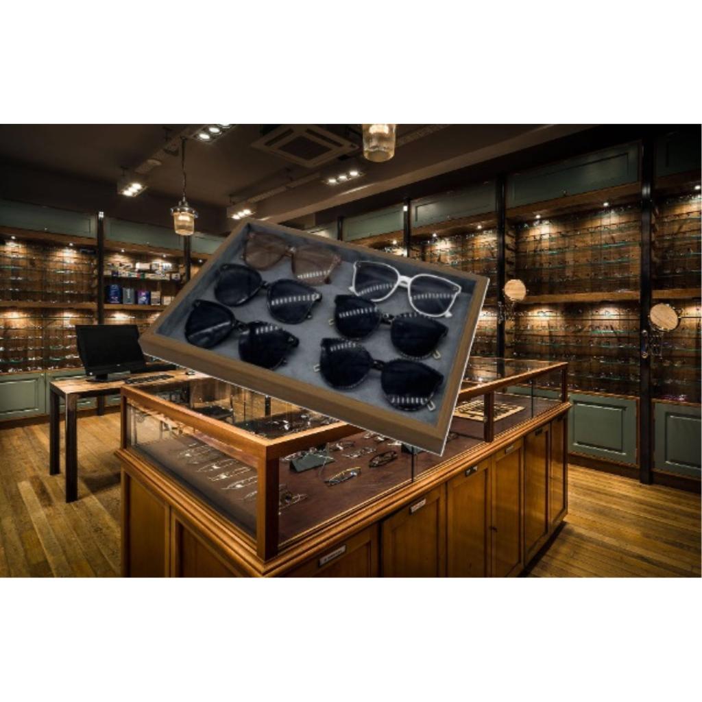 Arm Jewelry Accessory Flat Display Small Item Luxury Dark King's Tray, Case, Tray, Wooden, Tray, Holder, (No Dividers, Gray)