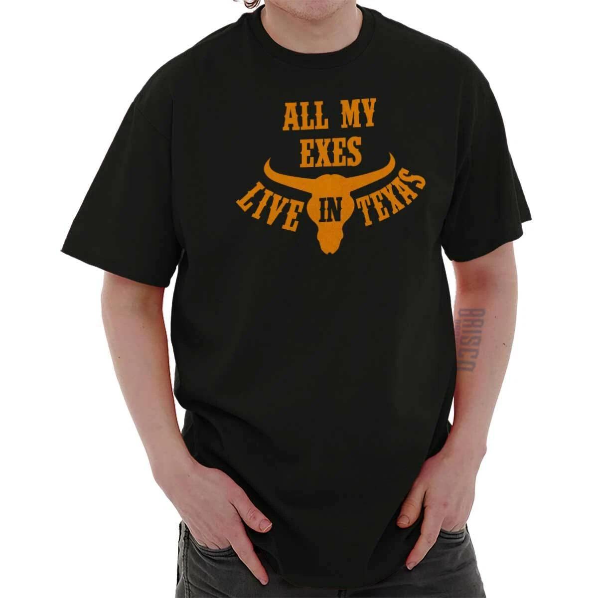 All My Exes Live in Texas Country Song Lyric Womens Graphic Crewneck T Shirt Tee XL