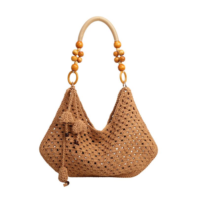 

Summer Large Capacity Vacati Handbag Sweet Solid Straw Woven Tote Bag for Women Bohemian Hollow Out Tassel Beach Shoulder Bag хаки