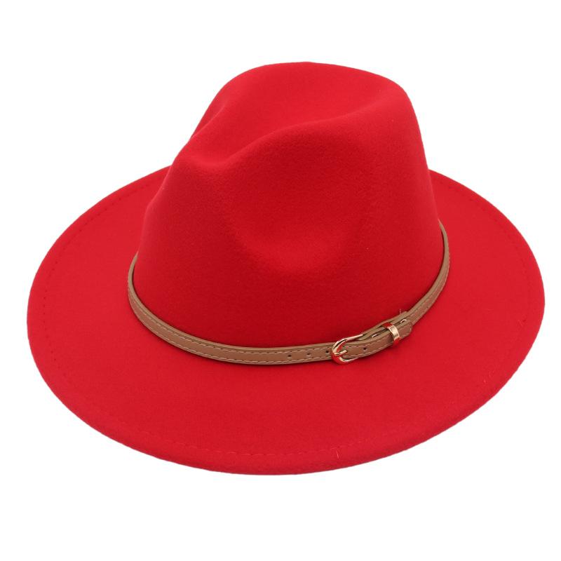 Fedora Spring And Summer Small Belt Felt Hat Percussion Performance Jazz Hat Woolen Top Hat Big Eaves Hat