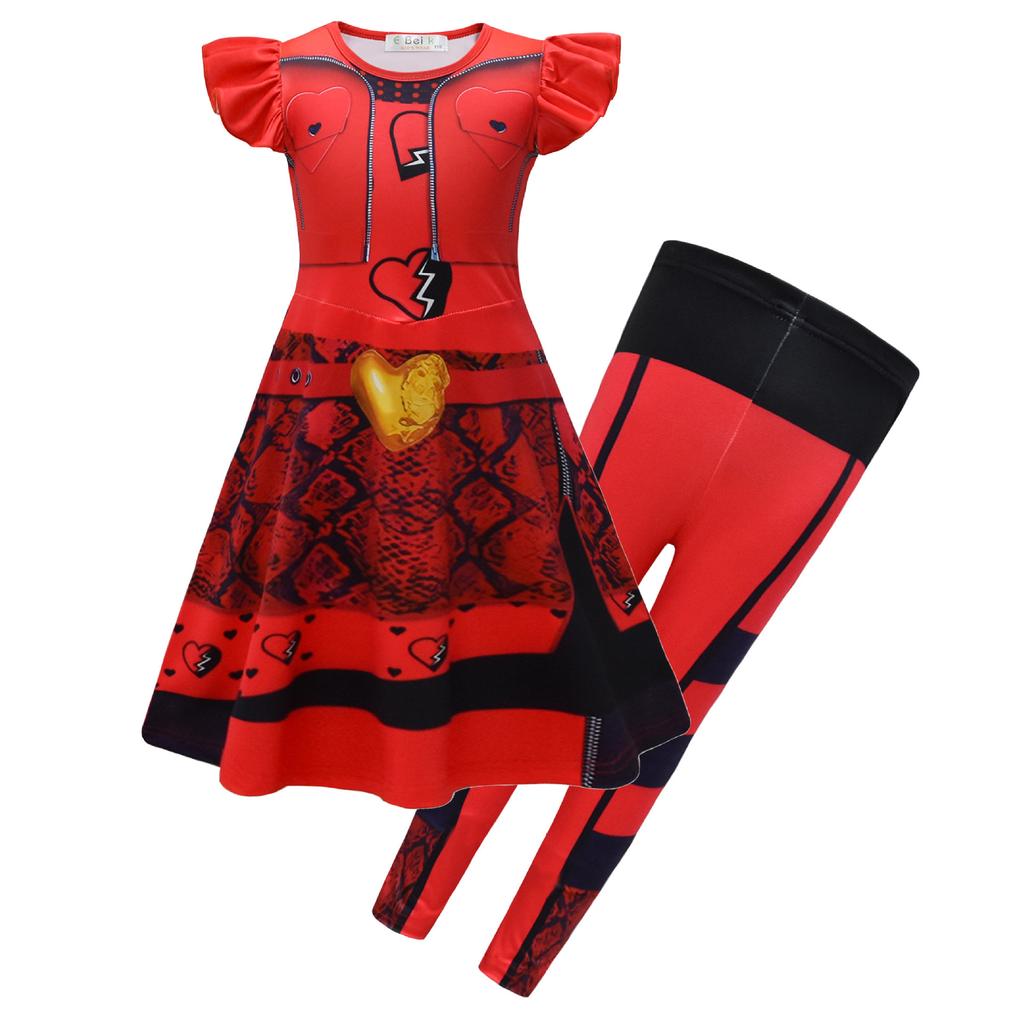 Cartoon Digital Printing Clothing, Middle-Aged And Older Children'S Feifei Sleeve Dress + Pants + Bag 2635