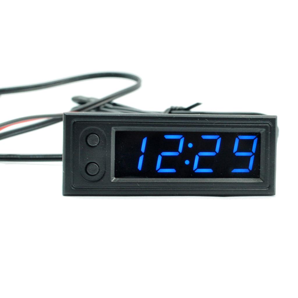 3 IN 1 Thermometer Clock Voltmeter Digital Display Electronic Clock Car Ornament