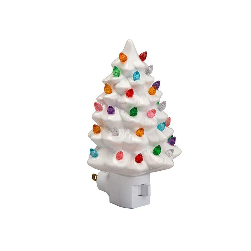 US Plug Christmas Tree Night Light Resin Bedside Lamp Christmas Mood Light  Study