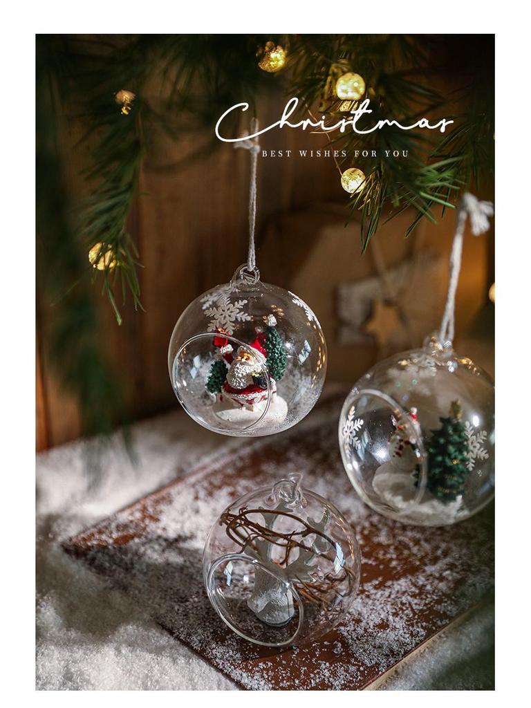 Glass Christmas Ball Ornament - Festive Hanging Decoration for Holiday Atmosphere