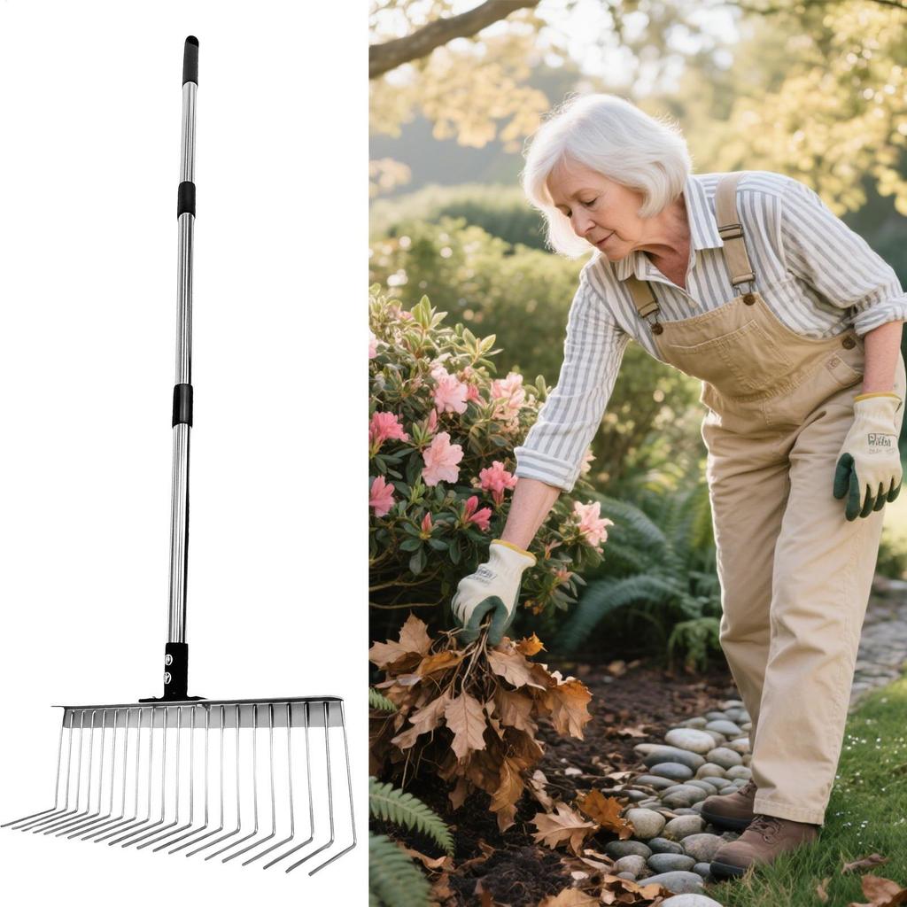 Rakes For Lawns Yard Rake With Adjustable Handle Yard Tools Gardening Leaf Collection Supplies For Cleaning Landscaping Beach