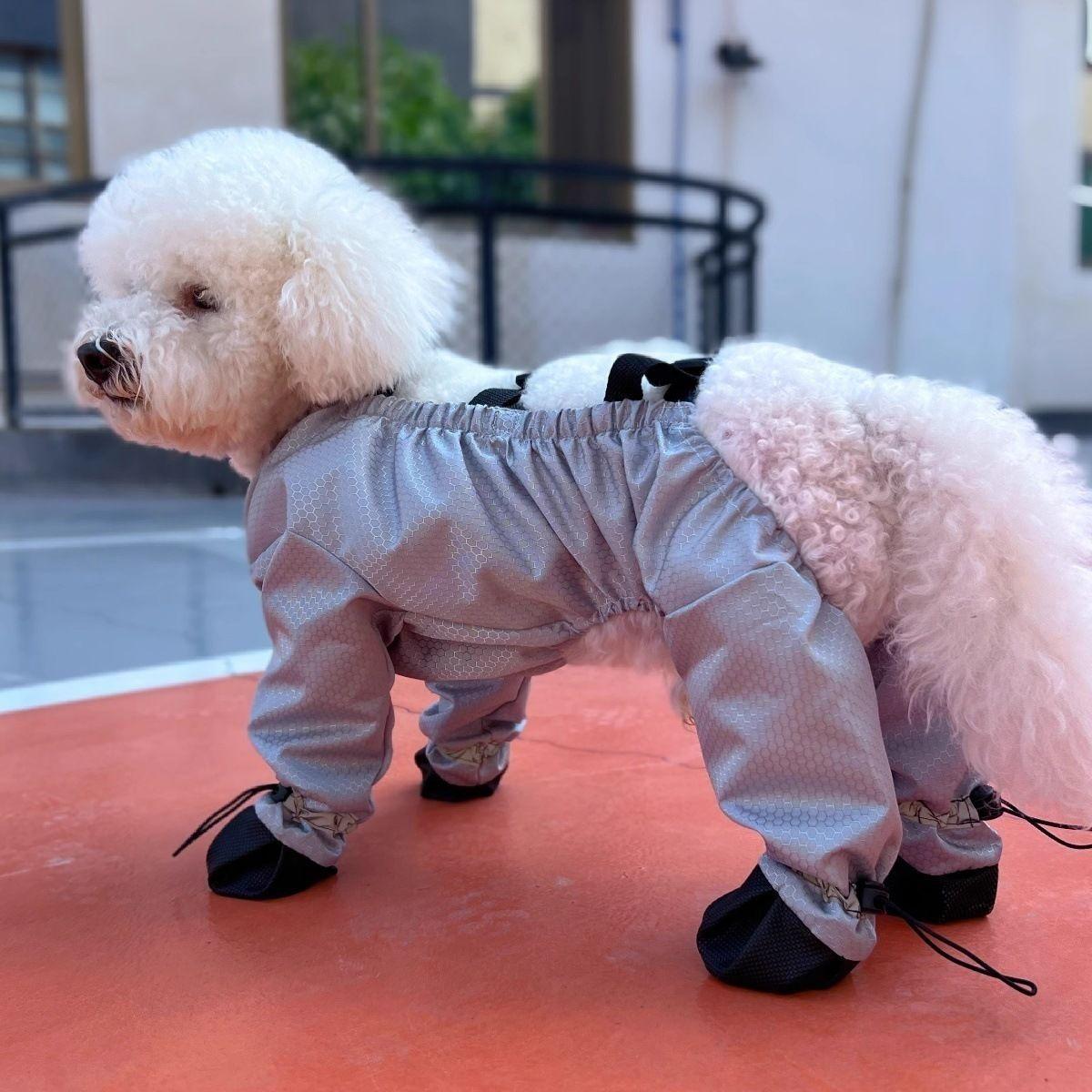 

Комбинезон для выгула собаки, защищающий от грязи и мочи, для средних и маленьких собак, комбинезон тедди, с чехлами для лап, для питомца с чехлами для обуви XXL chest 55 back 45 about 14-8 kg