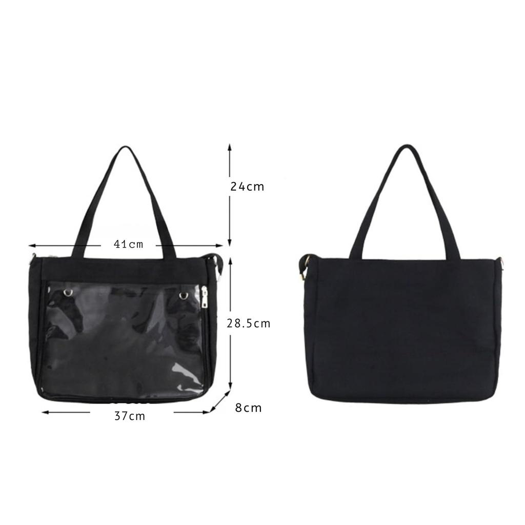 Cute Ita A4 Black and Decorative Space for Displaying Button Badges and Plush Clear PVC 28cm x [Liebste] Bag, Size, White, Toys, Tote/Shoulder Bag,