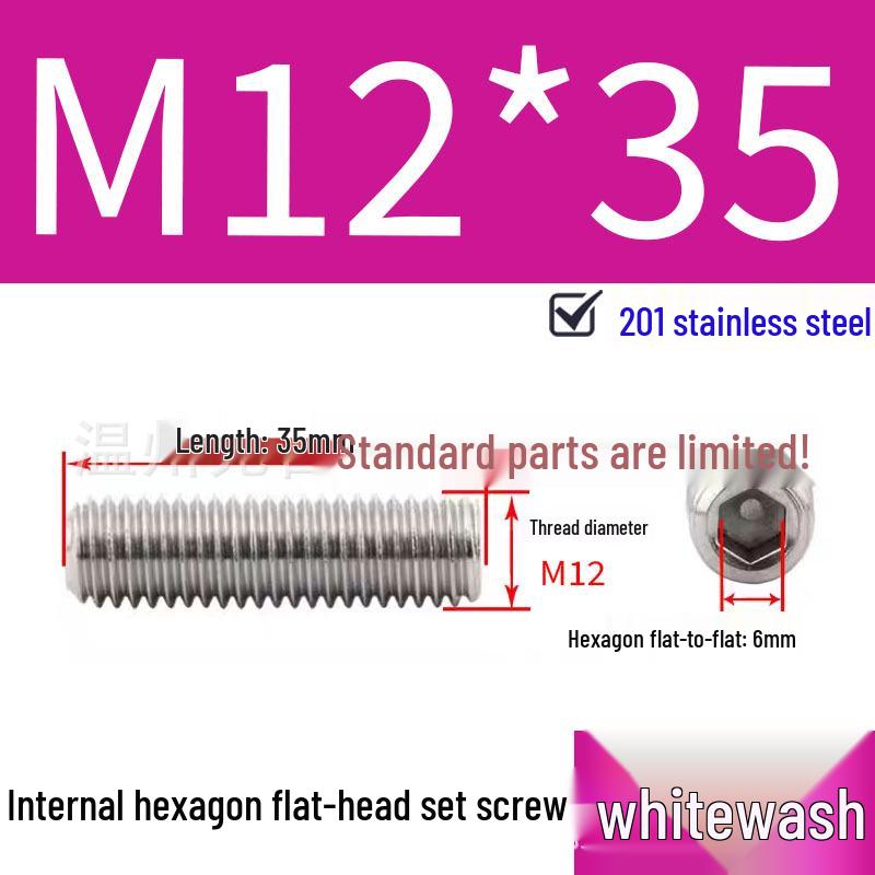 201 Stainless Steel Headless Set Screw - Flat End Socket Screw