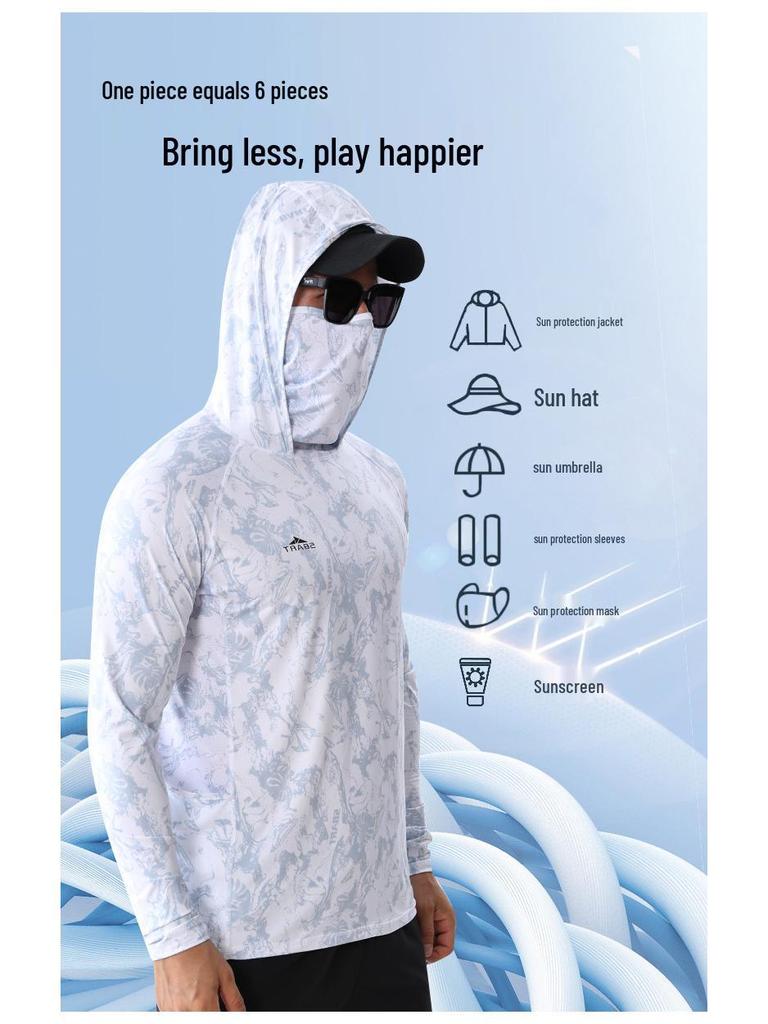 Men's Summer 25 Quick-Dry Breathable Hooded Fishing Sun Protection Clothing with Mask