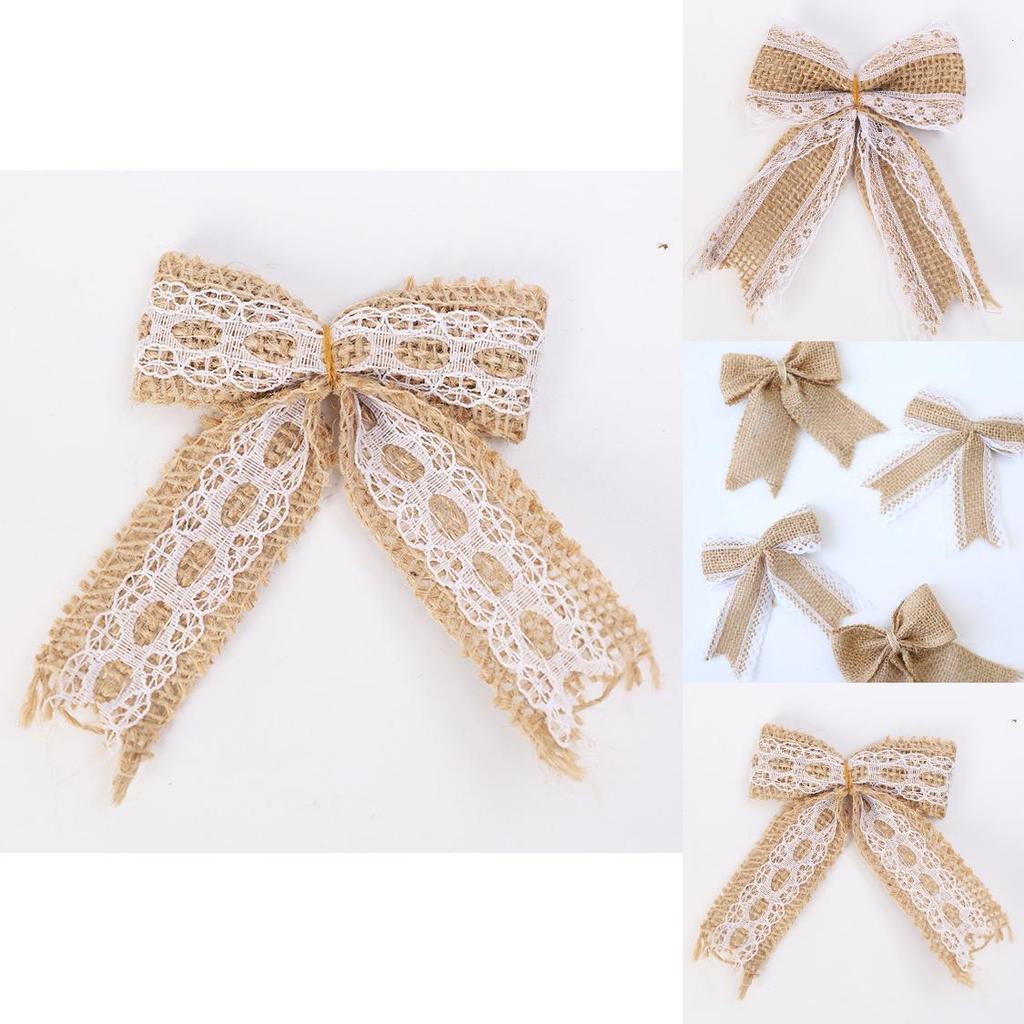 Festive Christmas Bow With Raw Linen Material Handmade Holiday Tree Decor