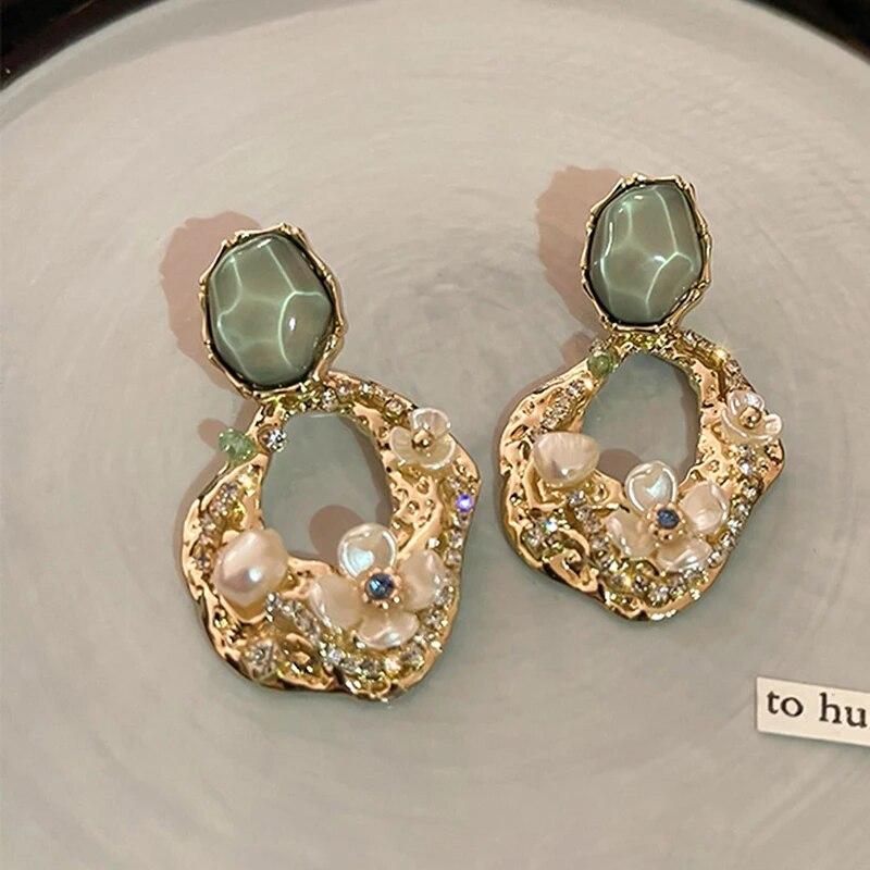 1 paire de boucles d'oreilles en forme de fleur en Zircon pour femmes, grandes boucles d'oreilles pendantes, bijoux de fête, cadeau