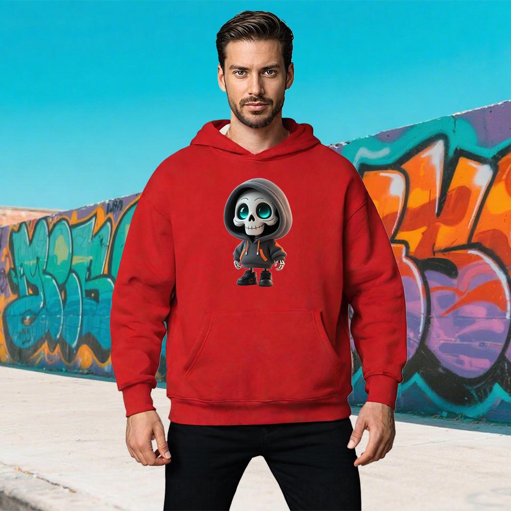 3D Print Skull Men's Sweatshirt Autumn Men's Hoodies Tops Trendy Versatile O-Neck Men's Long Sleeve Retro Fashion Men's Clothing