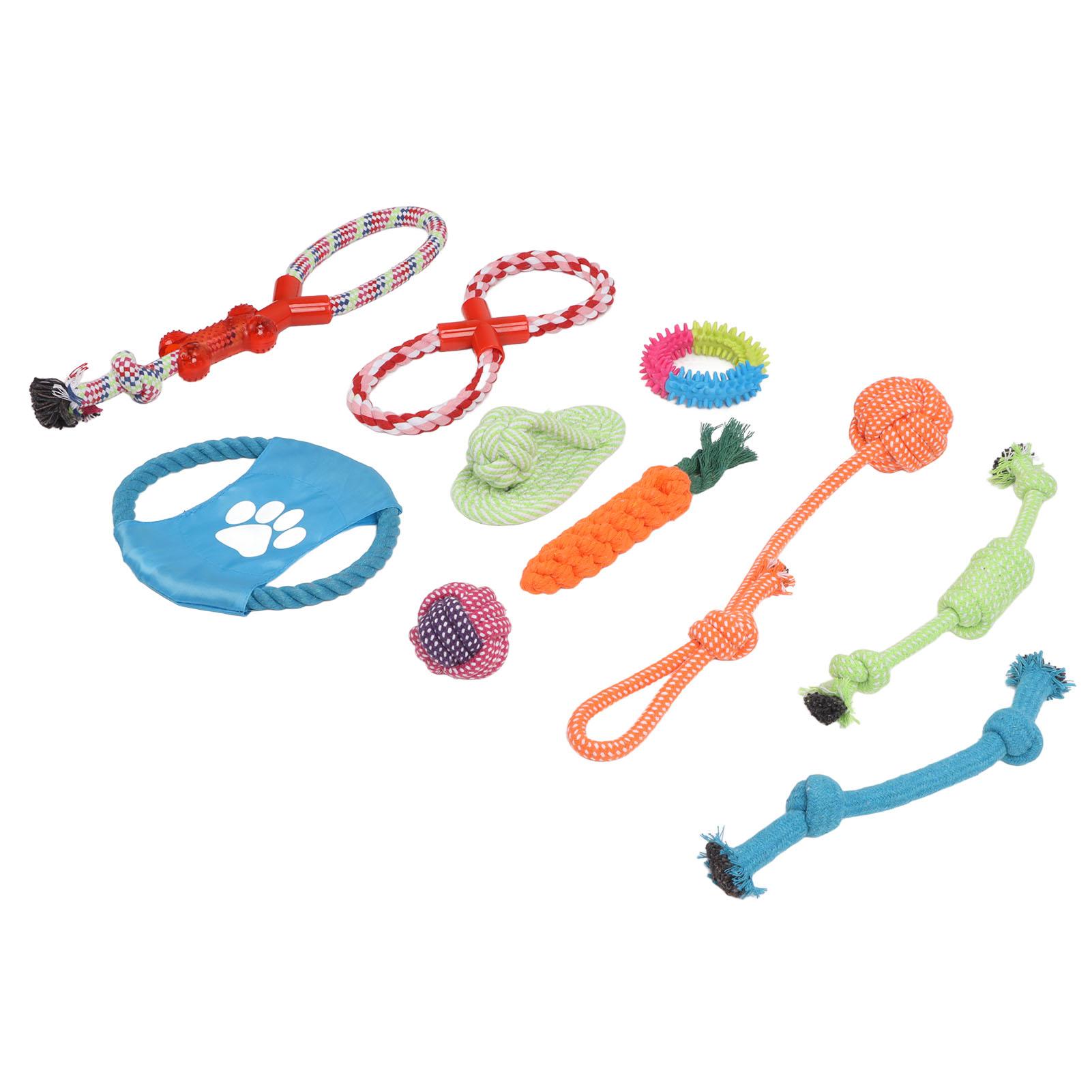 

10pcs Pet Cotton Rope Toy Interactive Colorful Puppy Chewing Molar Toy for Medium Large Dog